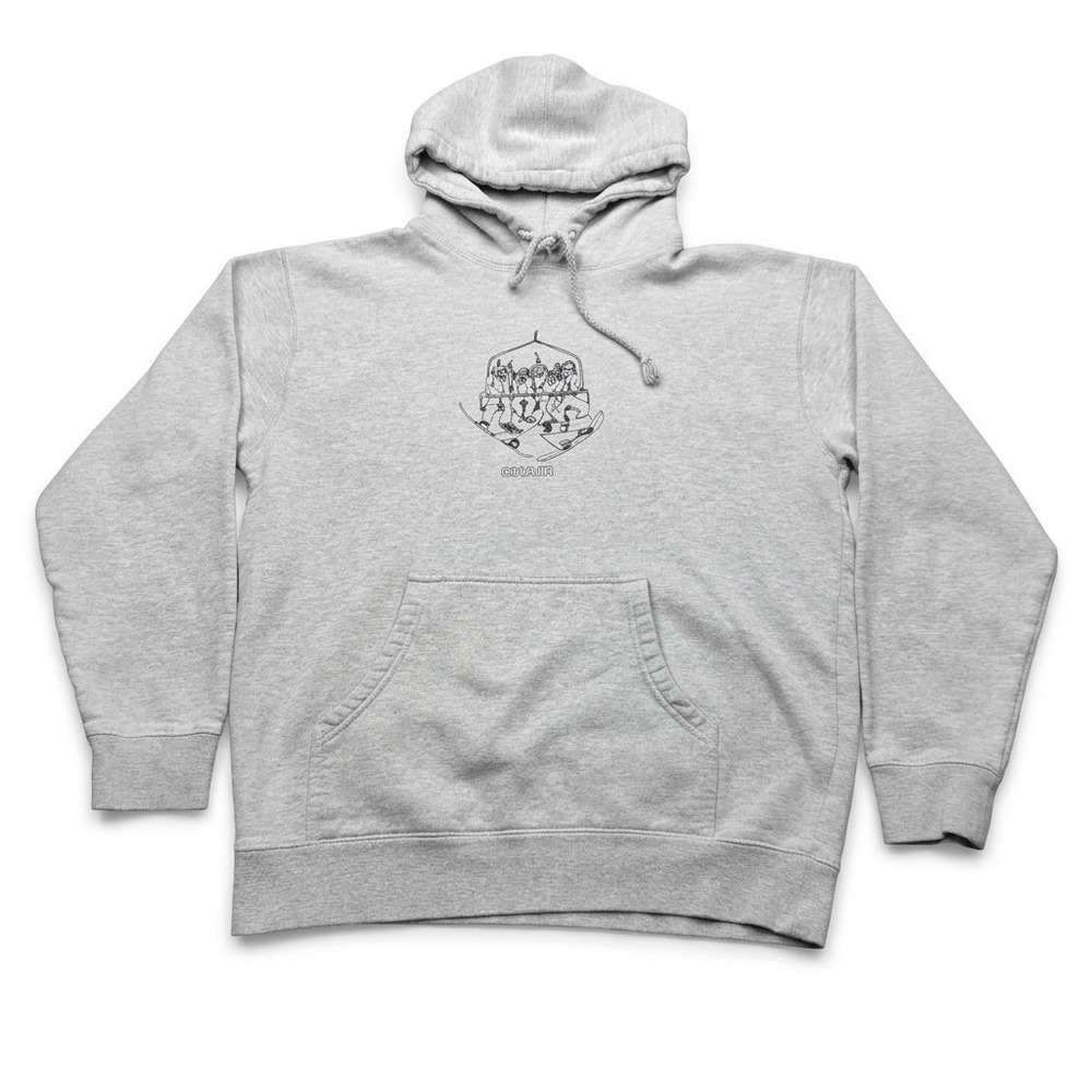 Autumn Mens Large Heather Gray Pullover Hoodie Chairlift Snowboard Graphic Skate